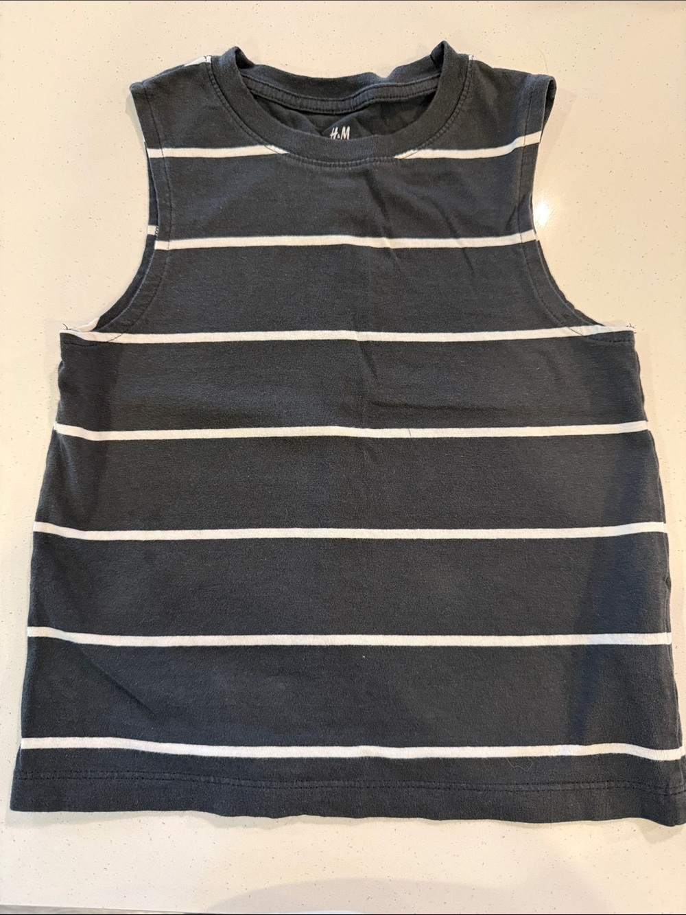 H&M Navy and White Striped Sleeveless Tee